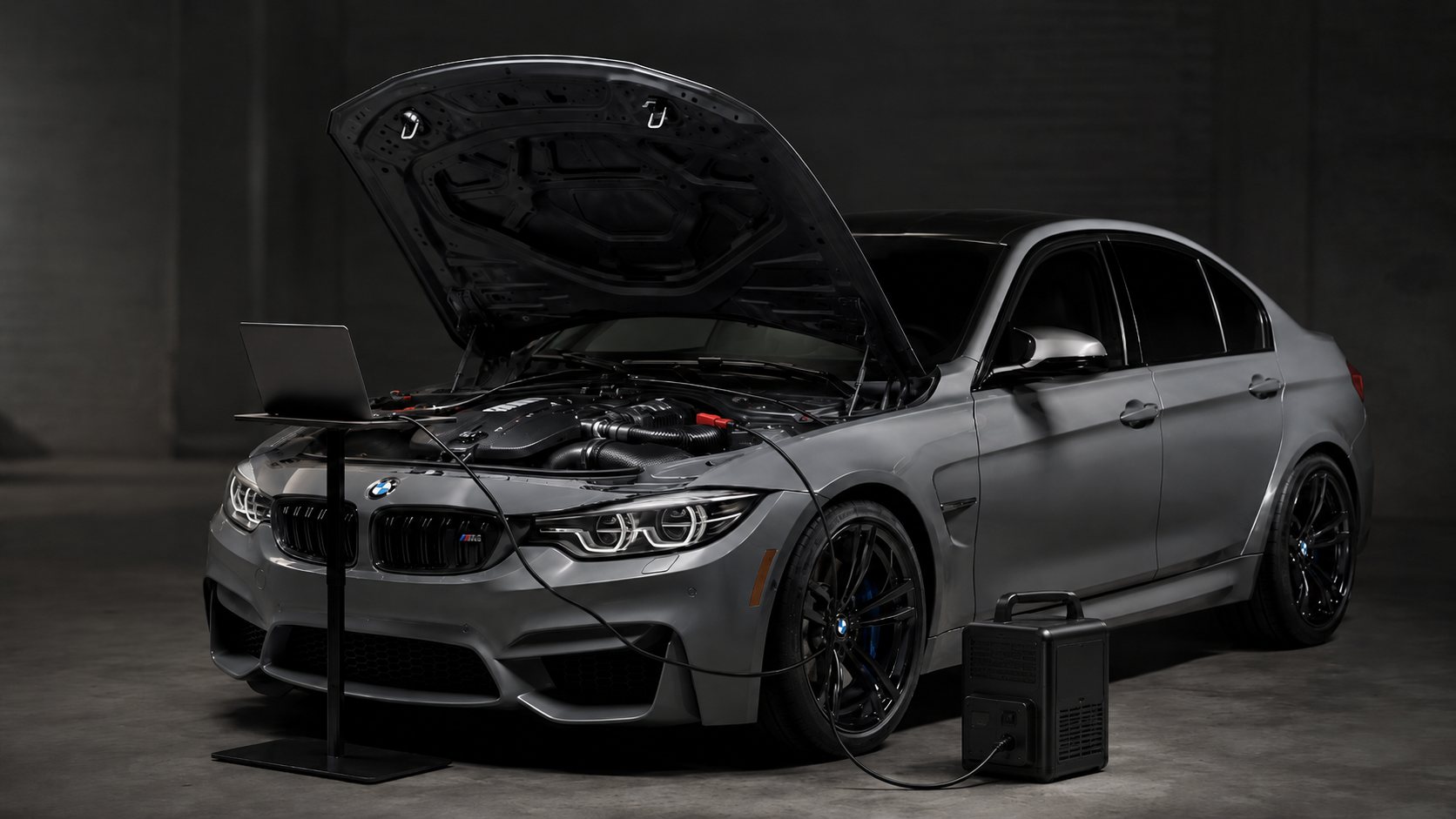 Zdalne kodowanie BMW z laptopem i stanowiskiem diagnostycznym